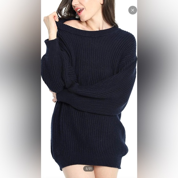 Women's Cashmere Oversized Loose Knitted Crew Neck Long Sleeve Wool Pullover - Picture 1 of 3
